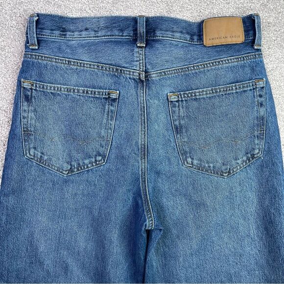 American Eagle Jeans Men's 30X27 Blue Baggy Straight Mid-Rise Dark Wash Denim - Picture 4 of 12